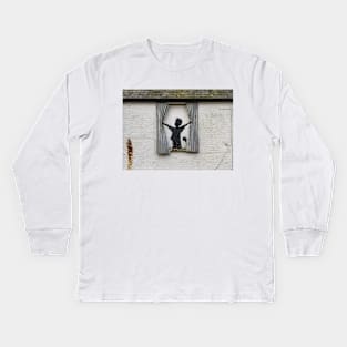 Banksy Boy & Cat Morning Kids Long Sleeve T-Shirt